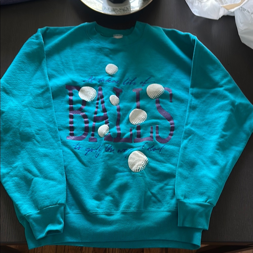 Teal Graphic Vintage Golf Sweatshirt L